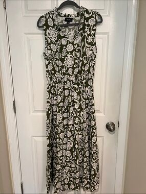 MSK Olive & White Floral Maxi Dress